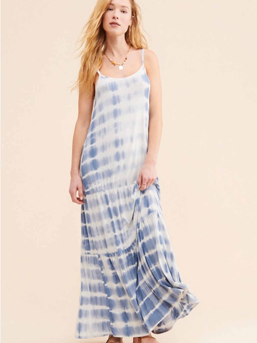 Anthropologie o.p.t. Ciao Bella Blue Tie-Dye Maxi Dress